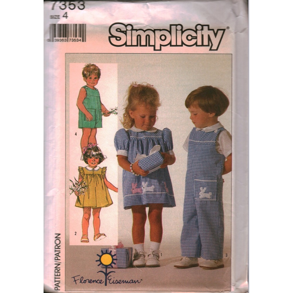 Simplicity 7353 Florence Eiseman Toddler Dress Overalls Sewing Pattern Size 4